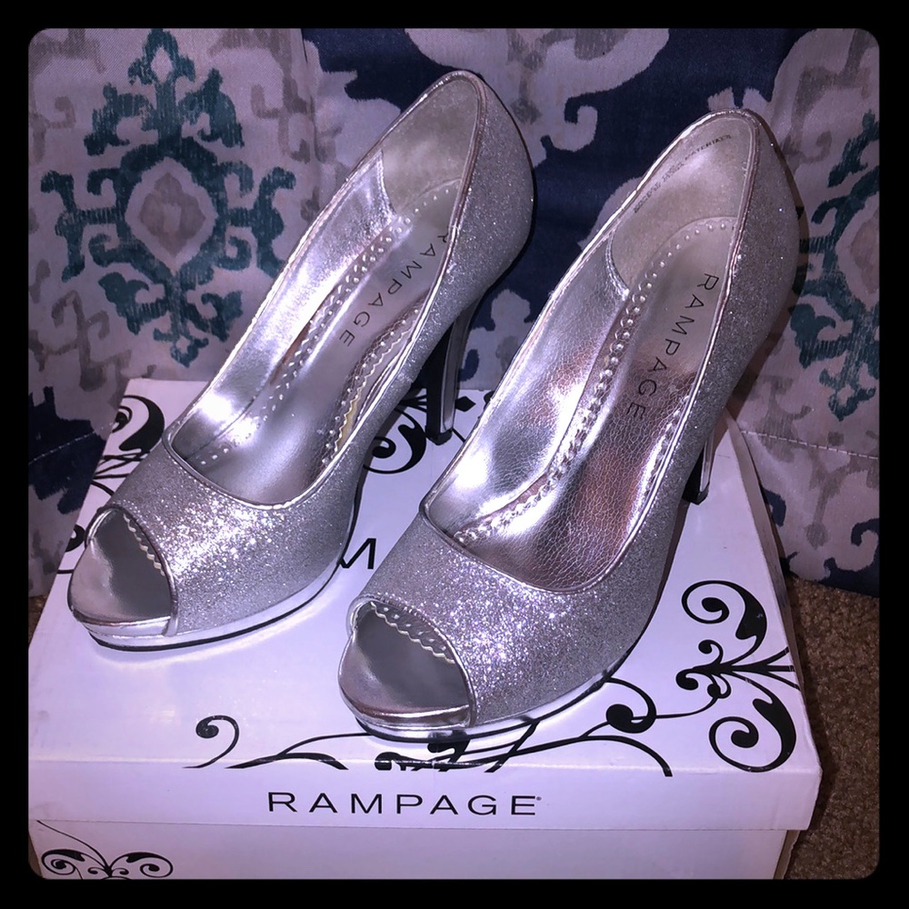 Silver sparkle heels